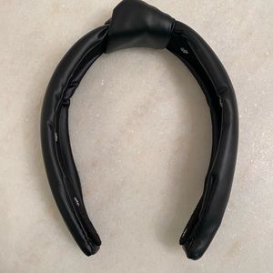 Lele Sadoughi Faux Black Leather Slim Knotted Headband